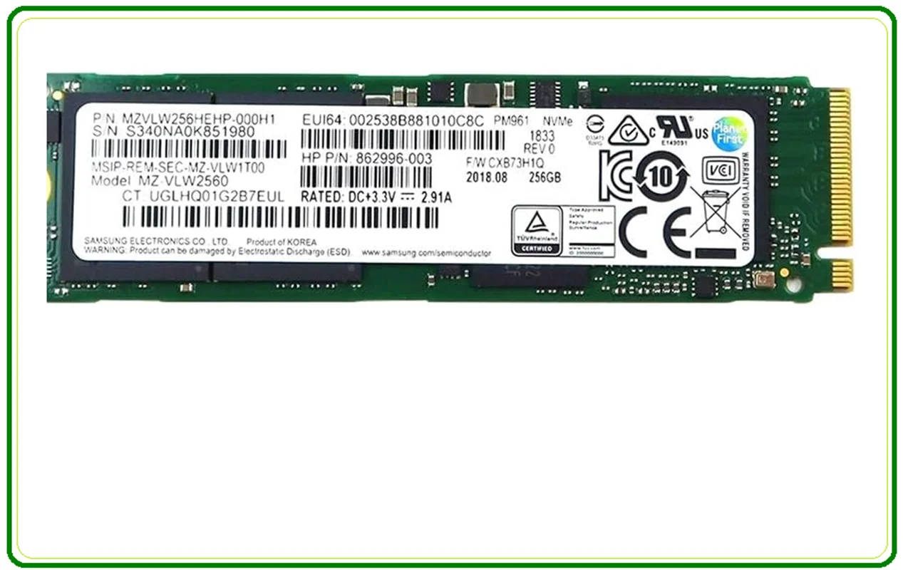 هـارد/حـافظه "اس اس دی" نـوع "ام2" سـامسونگ Samsung (MZ-VLW2560) PM961 256GB M.2 (2280) PCIe 3.0(x4) NVMe Internal SSD